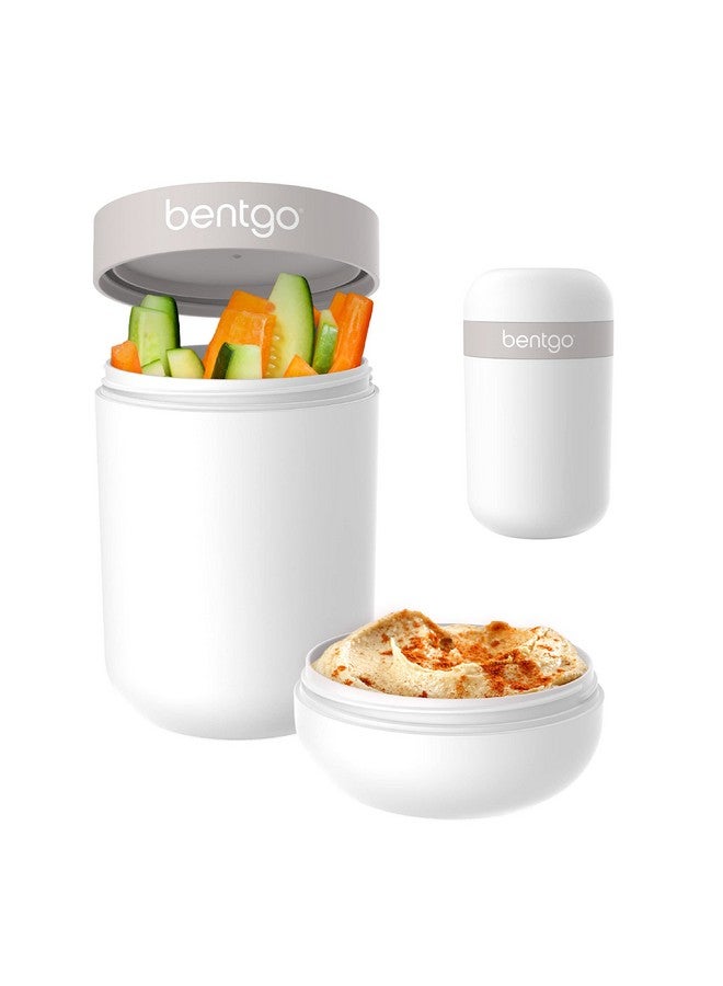 Bentgo Snack Cup - Reusable Snack Container with Leak-Proof Design, Toppings Compartment, and Dual-Sealing Lid, Portable & Lightweight for Work, Travel, Gym - Dishwasher Safe (White) - Image 1
