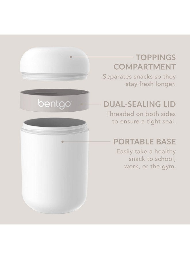 Bentgo Snack Cup - Reusable Snack Container with Leak-Proof Design, Toppings Compartment, and Dual-Sealing Lid, Portable & Lightweight for Work, Travel, Gym - Dishwasher Safe (White) - Image 3