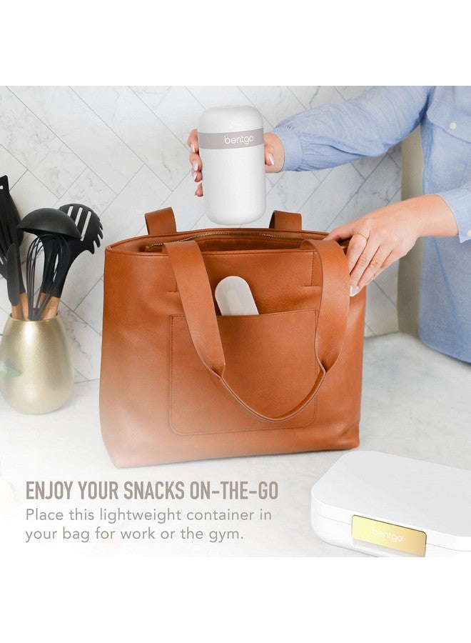 Bentgo Snack Cup - Reusable Snack Container with Leak-Proof Design, Toppings Compartment, and Dual-Sealing Lid, Portable & Lightweight for Work, Travel, Gym - Dishwasher Safe (White) - Image 2