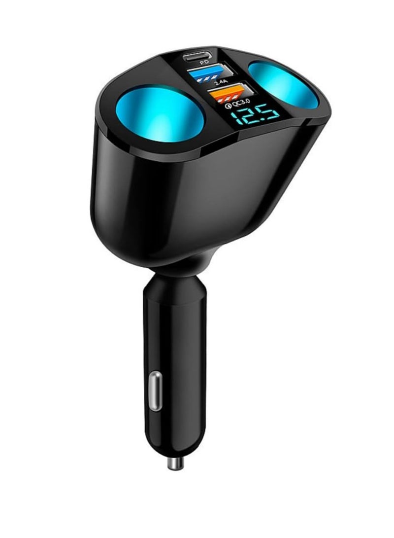 KASTWAVE Car Charger Cigarette Lighter Adapter, USB C Car Charger Socket 12V-24V, 120W Fast Charge Cigarette Lighter, PD & QC3.0 USB Charger Adapter - Image 1