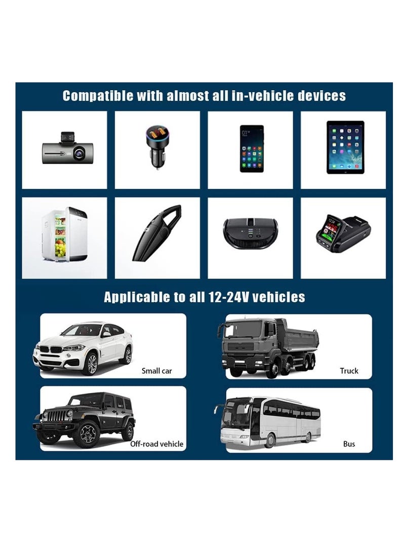 KASTWAVE Car Charger Cigarette Lighter Adapter, USB C Car Charger Socket 12V-24V, 120W Fast Charge Cigarette Lighter, PD & QC3.0 USB Charger Adapter - Image 5