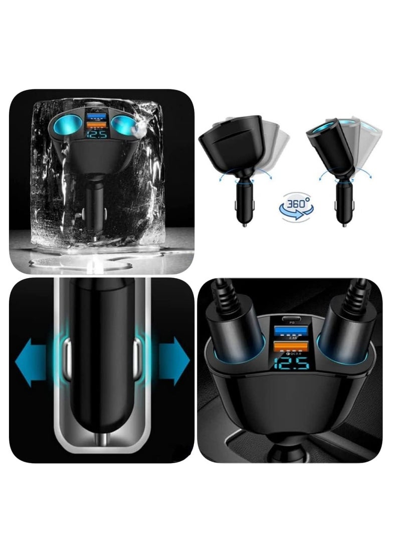 KASTWAVE Car Charger Cigarette Lighter Adapter, USB C Car Charger Socket 12V-24V, 120W Fast Charge Cigarette Lighter, PD & QC3.0 USB Charger Adapter - Image 4