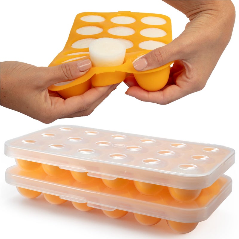 Sprout Cups Silicone Baby Reusable Food Storage Tray (2 Pack) - Pop Out 1oz Portion Silicone Stackable Freezer Tray, Snap-on Lid, Non Toxic BPA & PVC Free, Dishwasher &Microwave Safe, Healthy Meal Prep, Gift - Image 1