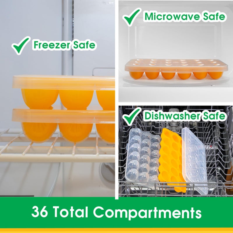Sprout Cups Silicone Baby Reusable Food Storage Tray (2 Pack) - Pop Out 1oz Portion Silicone Stackable Freezer Tray, Snap-on Lid, Non Toxic BPA & PVC Free, Dishwasher &Microwave Safe, Healthy Meal Prep, Gift - Image 4
