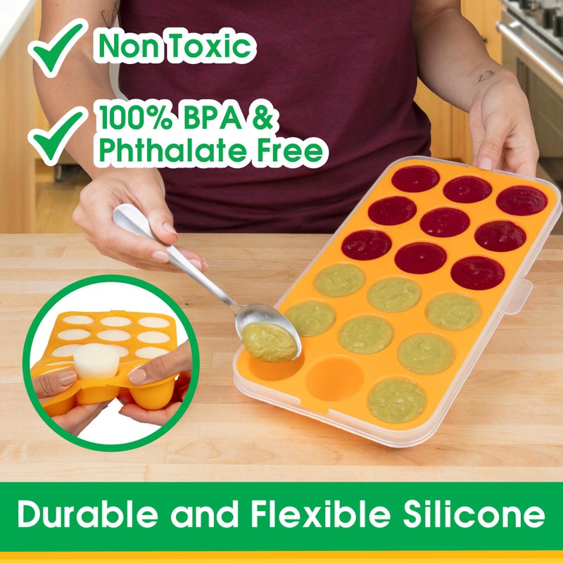 Sprout Cups Silicone Baby Reusable Food Storage Tray (2 Pack) - Pop Out 1oz Portion Silicone Stackable Freezer Tray, Snap-on Lid, Non Toxic BPA & PVC Free, Dishwasher &Microwave Safe, Healthy Meal Prep, Gift - Image 2