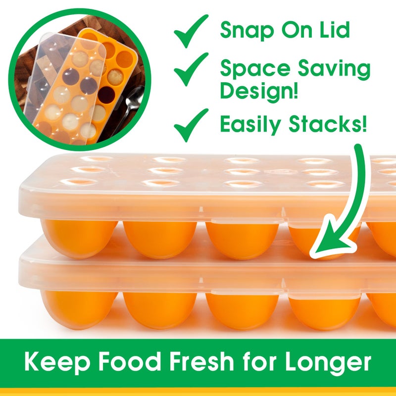 Sprout Cups Silicone Baby Reusable Food Storage Tray (2 Pack) - Pop Out 1oz Portion Silicone Stackable Freezer Tray, Snap-on Lid, Non Toxic BPA & PVC Free, Dishwasher &Microwave Safe, Healthy Meal Prep, Gift - Image 5