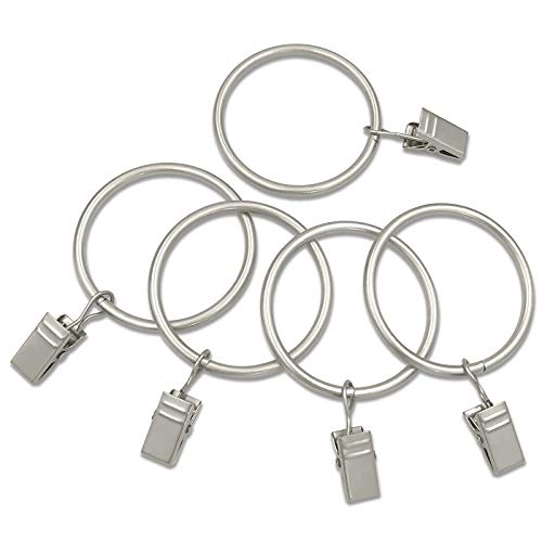 WeeksEight 20 Pack Matte Silver Curtain Rings with Clips, Curtain Hooks Hangers Clip Rings for Hanging Drapes Bows Hat, Drapery Rings 1.77 in I D, Fits up to 1.5 in Diameter Curtain Rod. - Image 4