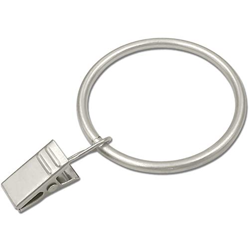 WeeksEight 20 Pack Matte Silver Curtain Rings with Clips, Curtain Hooks Hangers Clip Rings for Hanging Drapes Bows Hat, Drapery Rings 1.77 in I D, Fits up to 1.5 in Diameter Curtain Rod. - Image 1