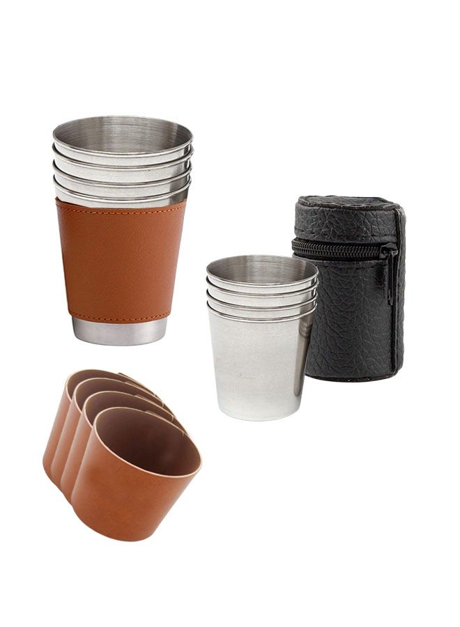 ZCM-HAPPY 8-Piece Set: Stainless Steel Cups in Two Sizes - Perfect for Camping, Hiking, and Outdoor & Indoor Activities - Image 1