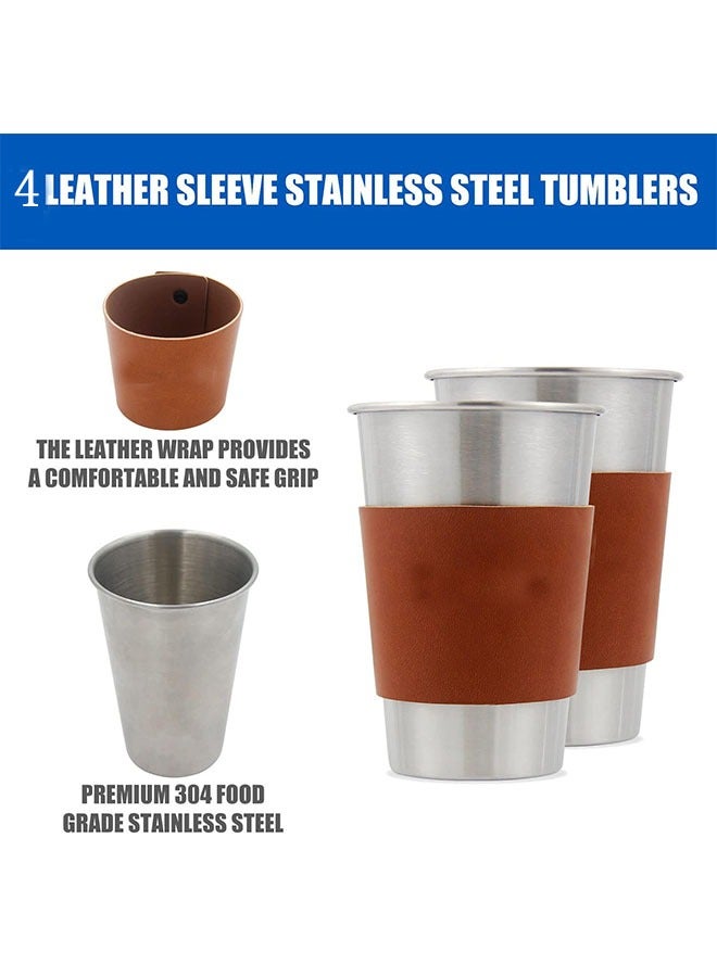 ZCM-HAPPY 8-Piece Set: Stainless Steel Cups in Two Sizes - Perfect for Camping, Hiking, and Outdoor & Indoor Activities - Image 5