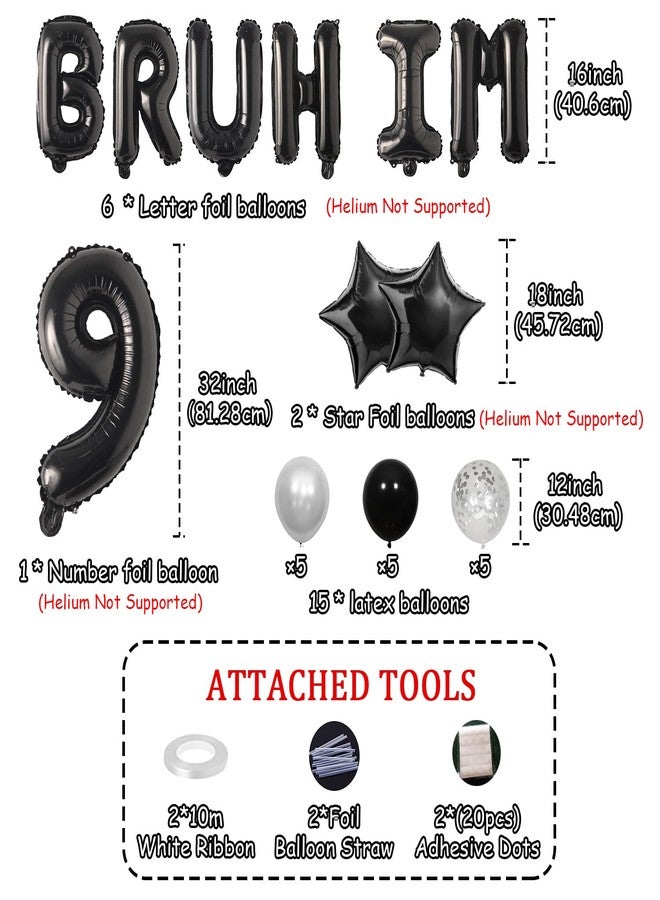 Merrystorm زينة عيد ميلادي التاسع باللون الأسود، لافتة بالونات فويل "أنا في التاسعة" على شكل نجمة، زينة عيد ميلاد سعيد التاسع لحفلات أعياد الميلاد المضحكة. - Image 4
