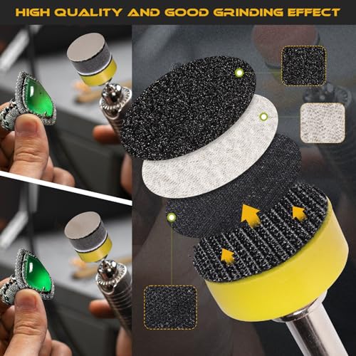 GOH DODD 185 PCS 1 Inch Sanding Disc, GOH DODD Hook and Loop 60 to 10000 Grit Wet Dry Sandpaper Sand Paper with 1/8" 1/4" Shank, Backing Pad, Foam Sanding Pads for Auto Metal Glass Resin Wood Sanding - Image 4