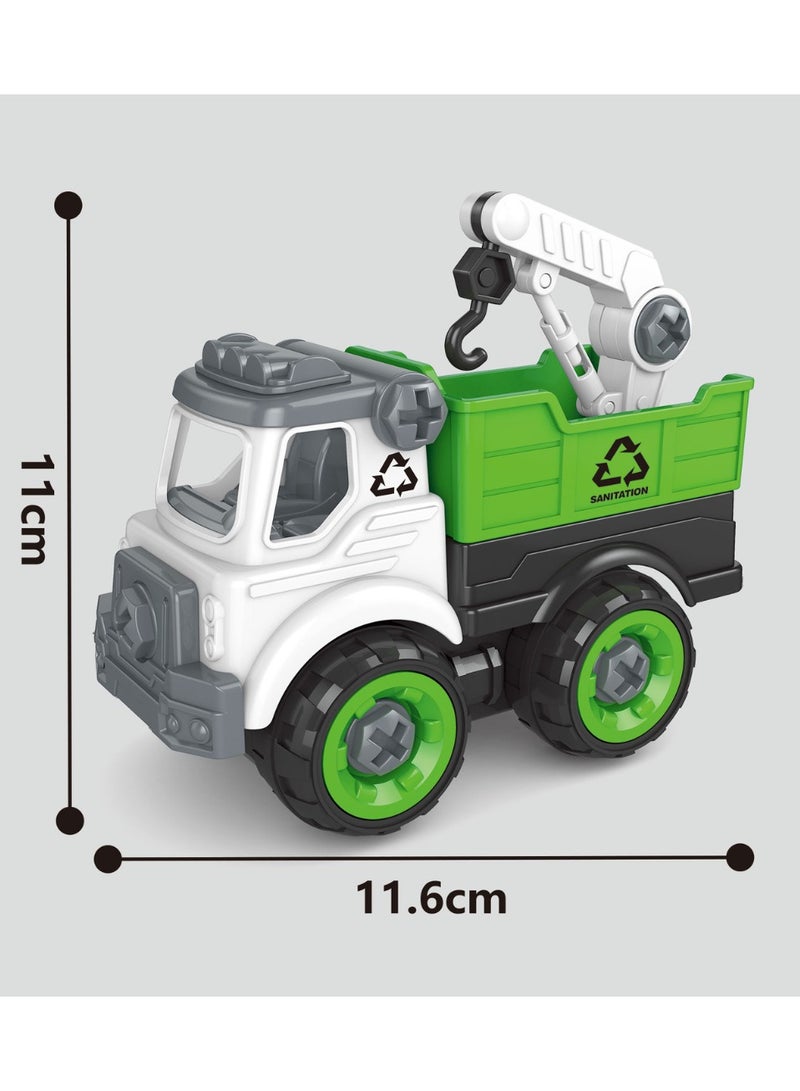UKR 4 Cars Playset - Garbage Truck Recycling Set with Traffic Signs & Sanitation Accessories | Pull Back Green Cars | Perfect Big Birthday Gift for Kids - Image 4