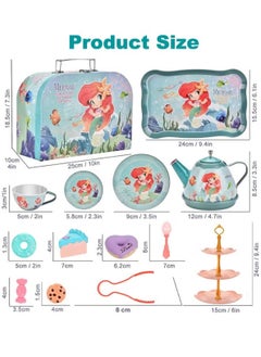 LOOPITYS 48 piece tea party set, fun afternoon tea pretend toys with teapot, dessert cake rack, portable simulated princess tea toy, role-playing gift for little girls  - Image 4