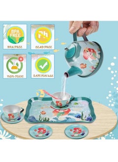 LOOPITYS 48 piece tea party set, fun afternoon tea pretend toys with teapot, dessert cake rack, portable simulated princess tea toy, role-playing gift for little girls  - Image 5