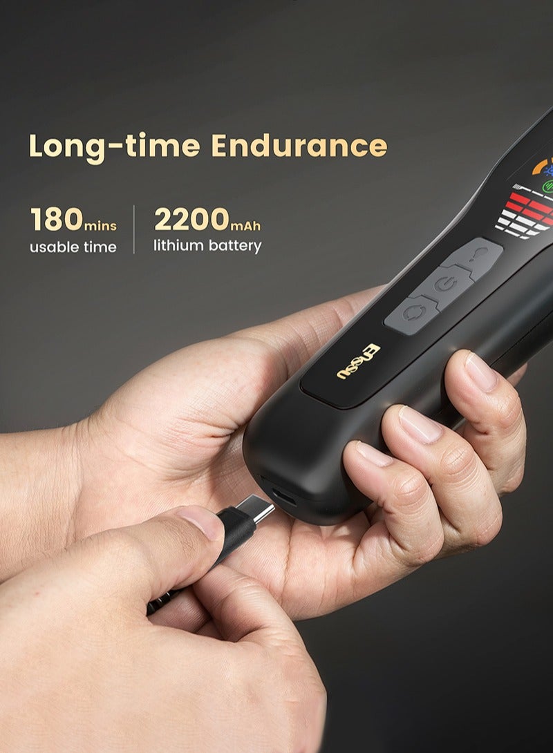 ENSSU Professional Beard & Hair Clipper for Men - 50mm Titanium Blade with LED Display, 200Min Cordless Runtime, 4 Guide Combs for Barber Precision at Home (Black) - Image 4