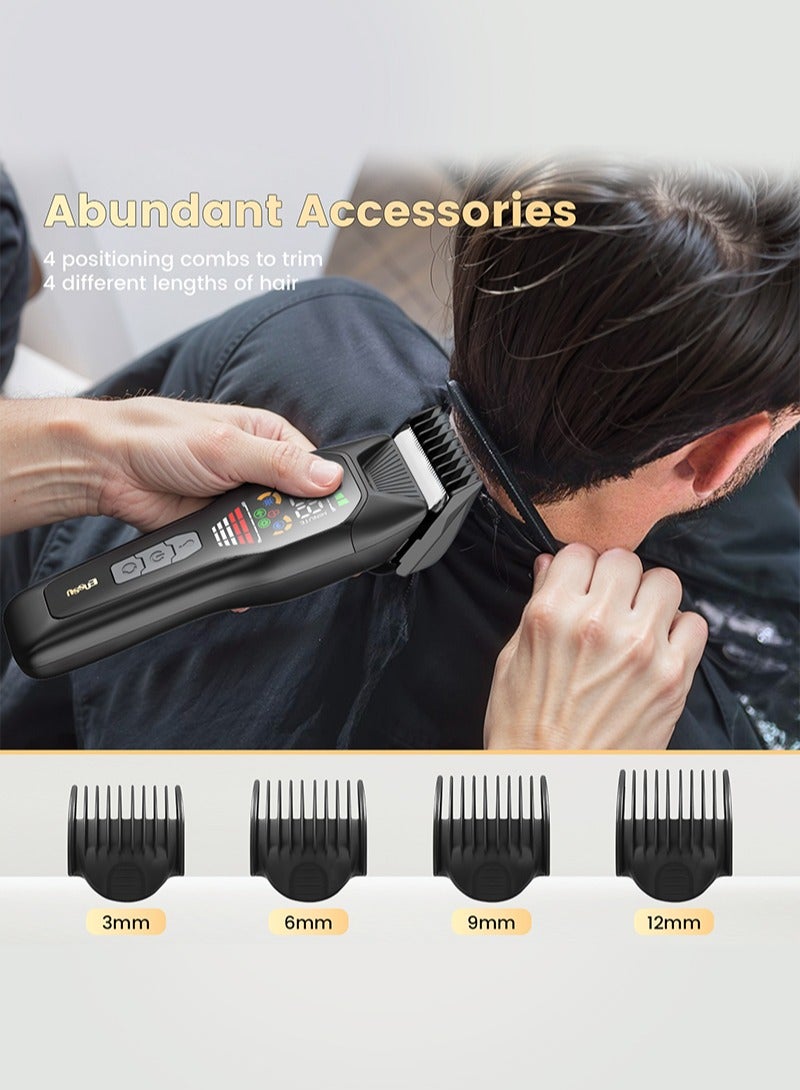 ENSSU Professional Beard & Hair Clipper for Men - 50mm Titanium Blade with LED Display, 200Min Cordless Runtime, 4 Guide Combs for Barber Precision at Home (Black) - Image 5