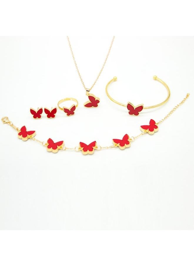 NIBEMINENT Cdd Butterfly Bracelet Five-piece Set Of Four-leaf Clover Necklace 202 New Explosions 