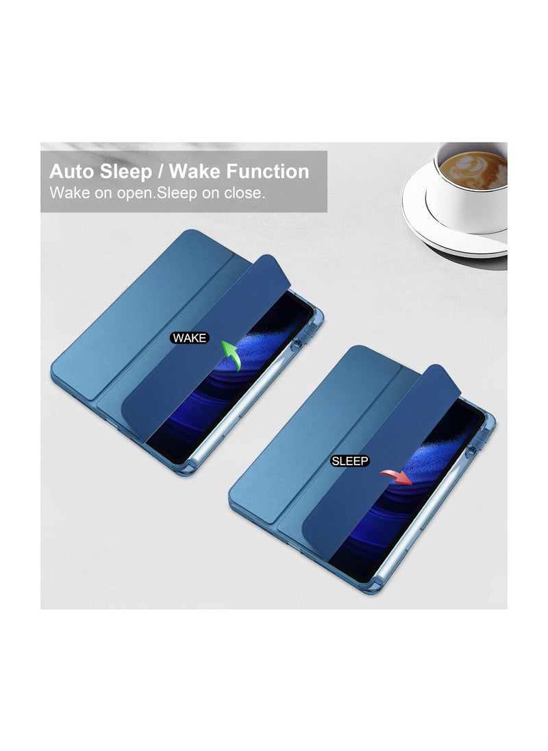 SYOSI Case with Pen Holder for Xiaomi Pad 6 / Pad 6 Pro, SYOSI Transparent Hard Shell Back Trifold Smart Cover Protective Slim Case for Xiaomi Mi Pad 6 /Pad 6 Pro 11” 2023 Release (Blue)  - Image 2