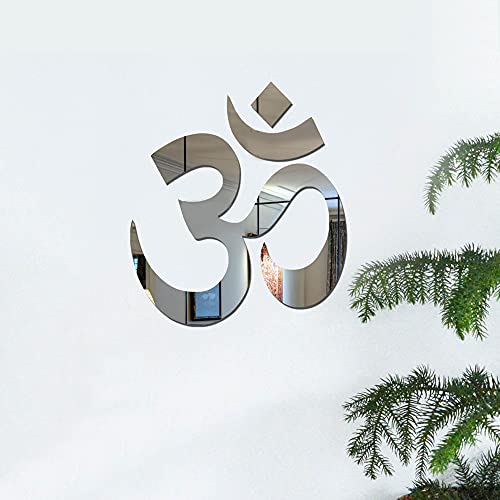 Incrizma Om Silver 3D Acrylic Sticker for Wall, 3D Mirror Wall Stickers, 3D Mirror Stickers Wall Decor Items for Home and Office. (Silver, 16 x 15 cm) - Image 1