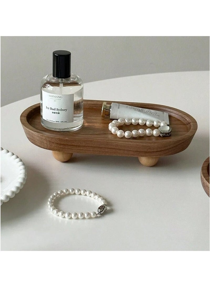 Bukela 2pc Retro Wooden Jewelry Tray, Fragrance Holder, Aromatherapy Tray, Entryway Key Catchall Tray, Home Decor Valentine Day - Image 2