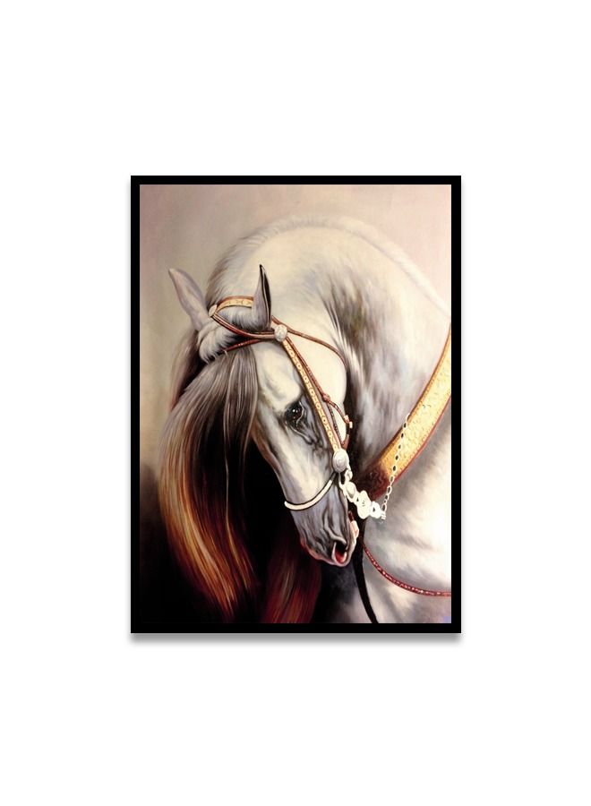 ماركتنا لوحة جدارية قماشية فنية لتزيين الحائط بتصميم حصان  مع برواز أسود مجوف مقاس120x80سم قطعة واحدة - Image 2