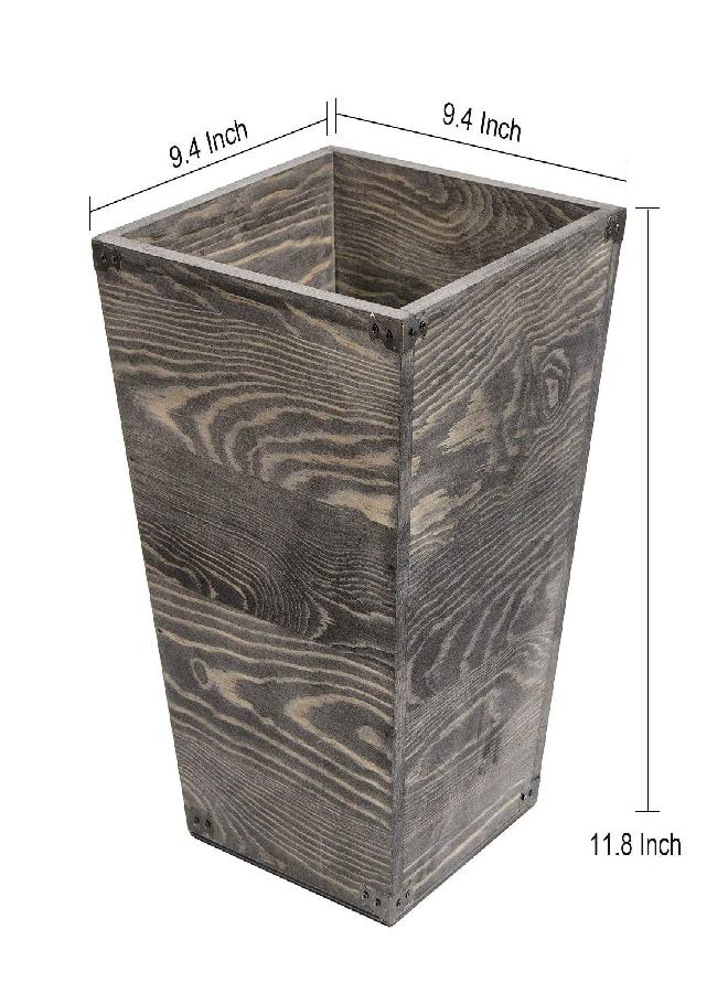 VERGOODR Farmhouse Style Wooden Square Trash Can with Decorative Metal Brackets for Bedroom,Living Room, Bathroom & Office,Waste Bin Wastebaskets Trash bin (Rock Grey) - Image 1