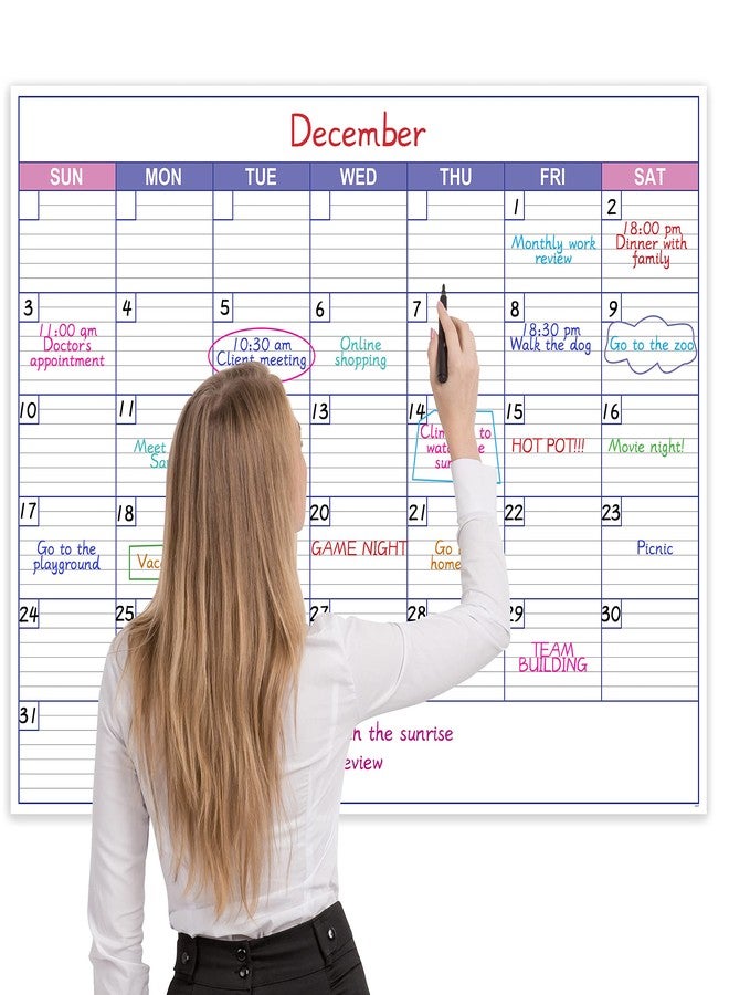BooQool Large Dry Erase Calendar for Wall - Undated 1 Month Wall Calendar, 40" x 30", Erasable & Reusable Laminated Calendar with 8 Round Stickers, Great Layout Wall Calendar Dry Erase for Home, Office and - Image 1