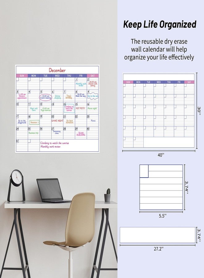 BooQool Large Dry Erase Calendar for Wall - Undated 1 Month Wall Calendar, 40" x 30", Erasable & Reusable Laminated Calendar with 8 Round Stickers, Great Layout Wall Calendar Dry Erase for Home, Office and - Image 5
