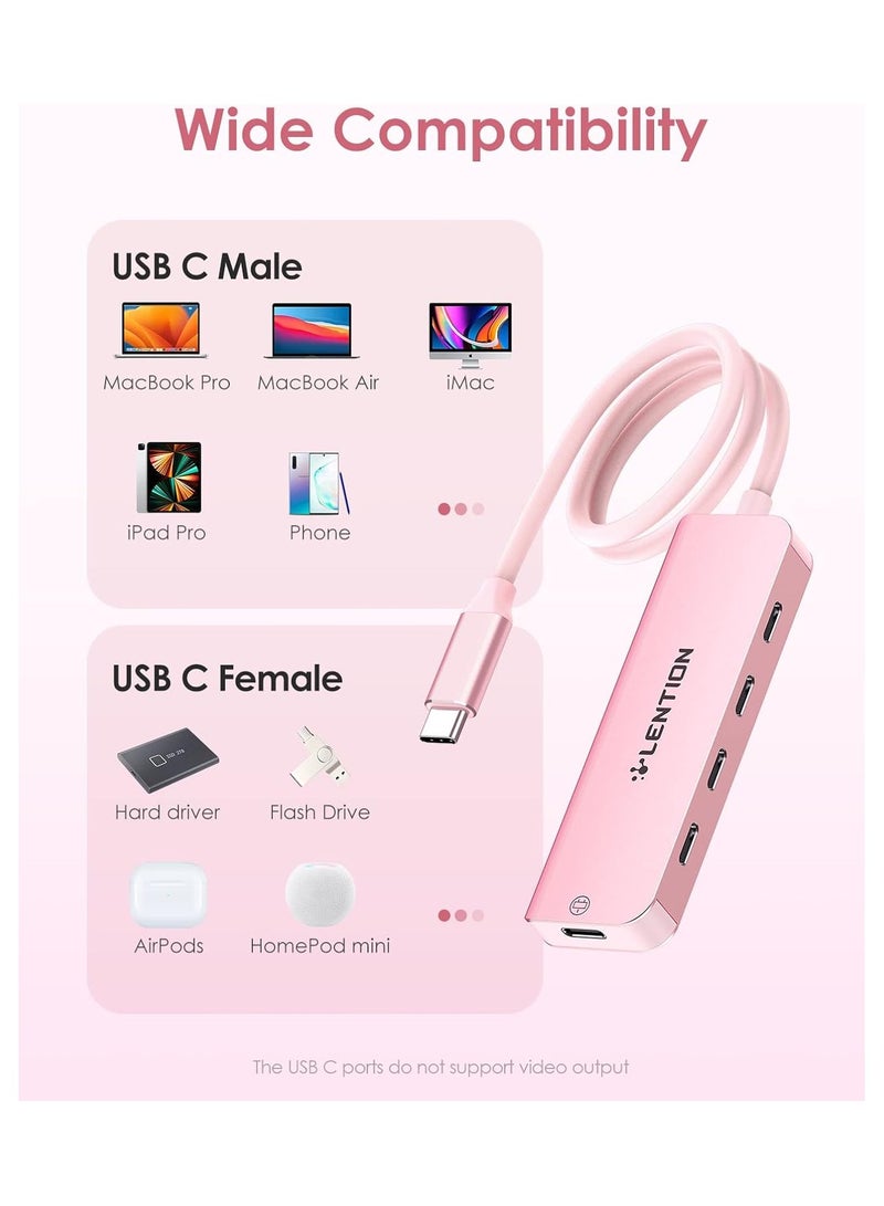 Lention LENTION USB C Hub, 2FT Long Cable USB C Hub Multiport Adapter, USB C Splitter, USBC hub, USB Type C Hub, USB C to USB C Hub with 4 USBC Port&Type C Power Supply Port for MacBook Pro/Mac Air/iMac, More  - Image 3