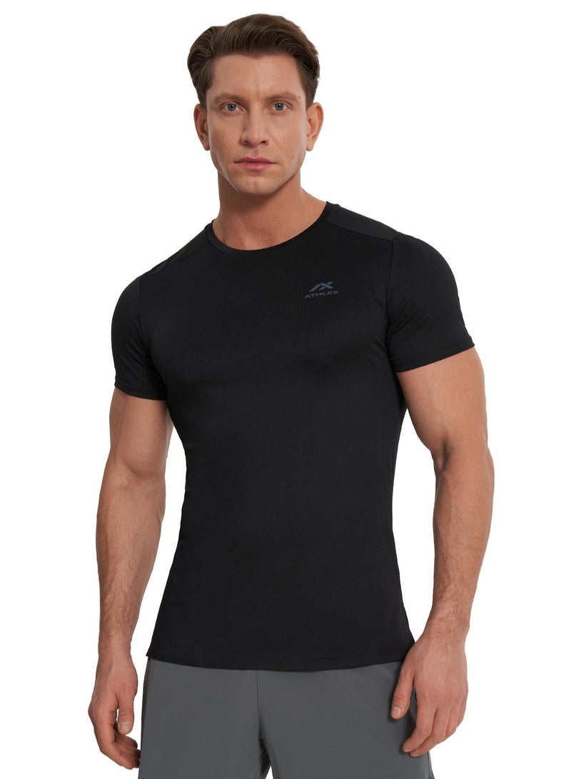 Athlex Men's Running T-shirt Fly Black Athlex, ATDRY Moisture-Wicking Technology, Reflective Print, Lightweight and Comfortable for Optimal Performance - Image 2