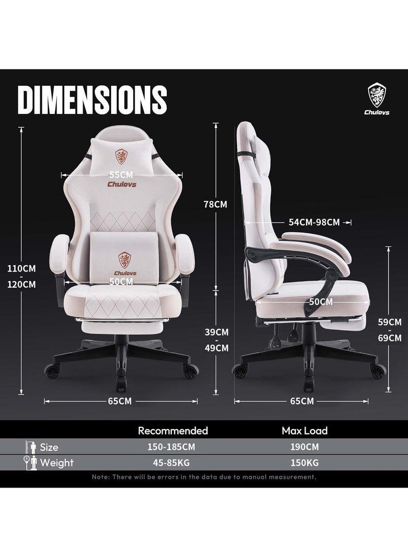 Chulovs Gaming Chair – Spring-Loaded Fabric Seat, Ergonomic High-Back with Footrest & Lumbar Support, Swivel Function for Office & Gaming Comfort - Image 2