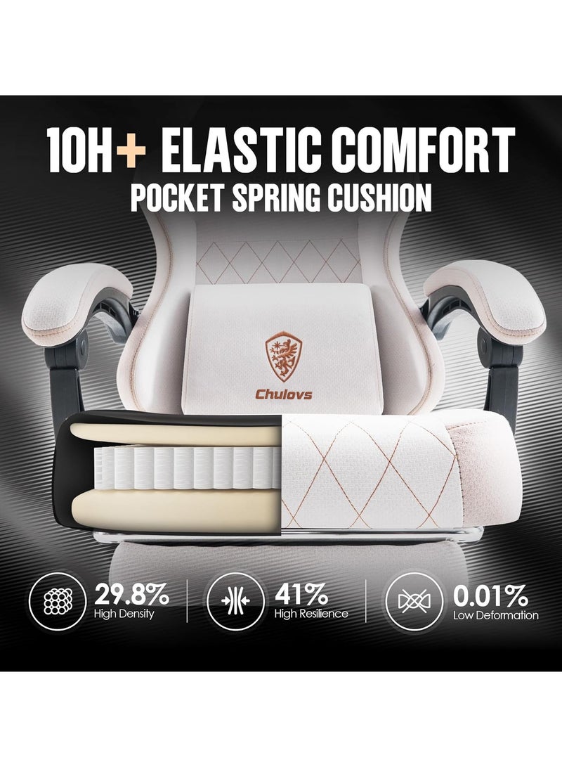 Chulovs Gaming Chair – Spring-Loaded Fabric Seat, Ergonomic High-Back with Footrest & Lumbar Support, Swivel Function for Office & Gaming Comfort - Image 4