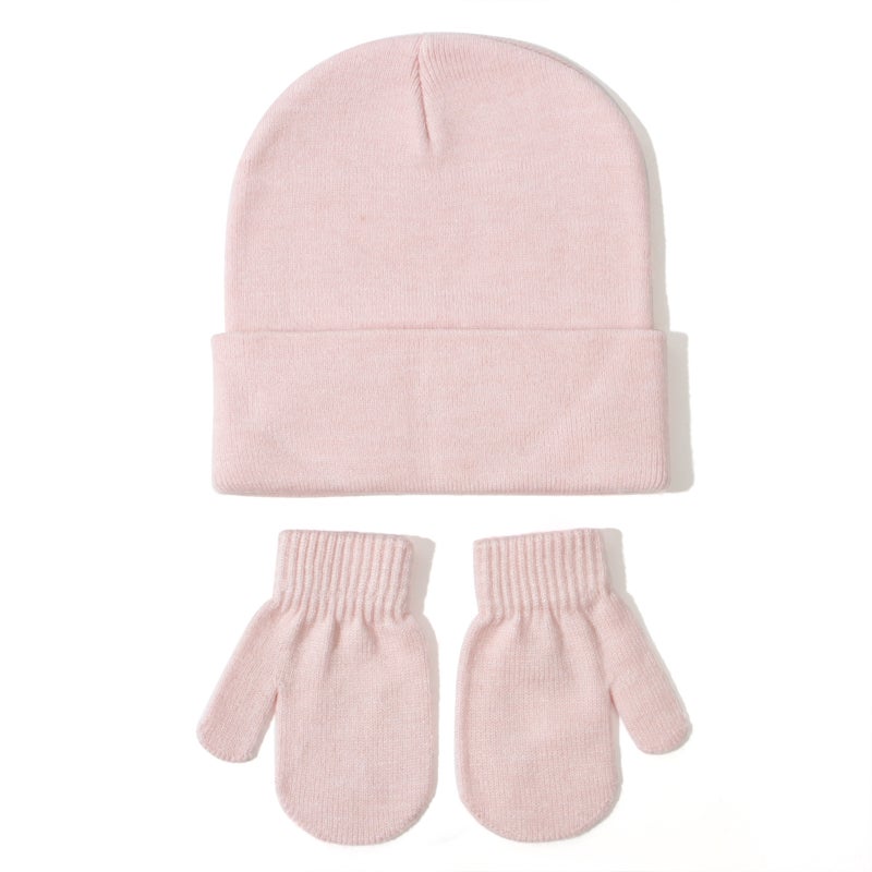 Baby Knit Hat Glove Set Autumn Winter #8 Caramel - Image 5