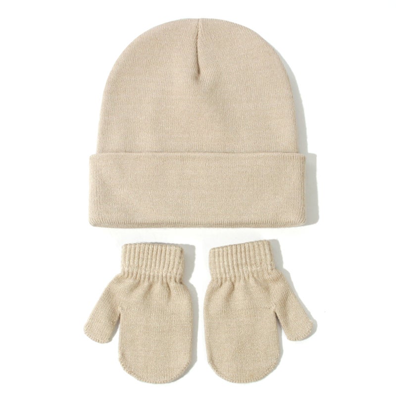 Baby Knit Hat Glove Set Autumn Winter #8 Caramel - Image 2