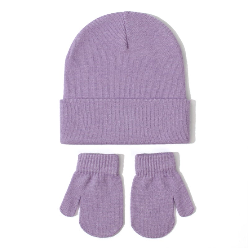 Baby Knit Hat Glove Set Autumn Winter #8 Caramel - Image 3