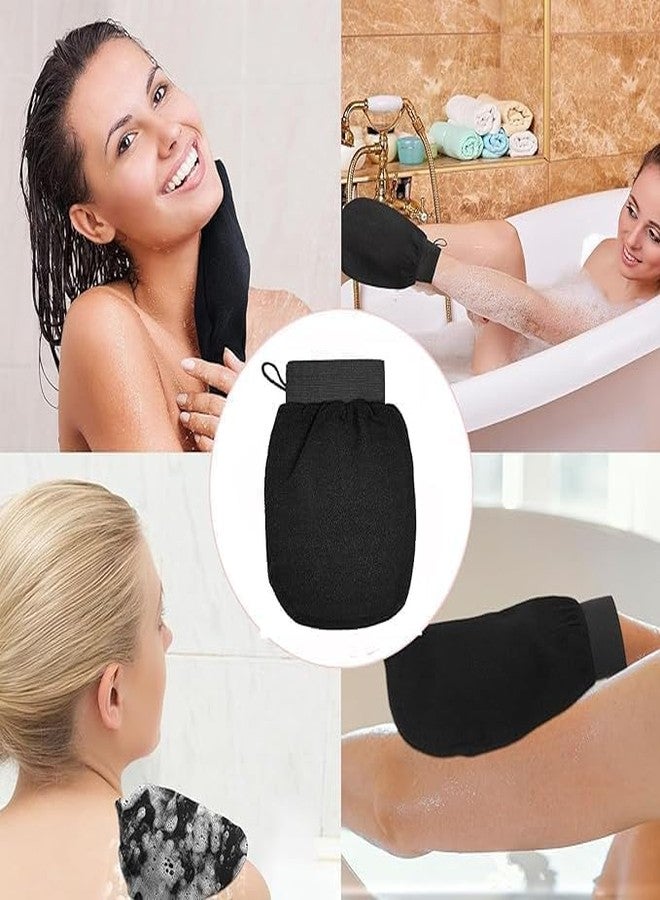 Magic Secret Exfoliating Scrub Glove Shower Scrub Gloves Body Facial Tan Massage Mitt (Black) - Image 3