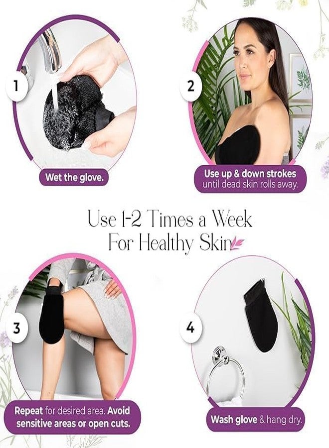 Magic Secret Exfoliating Scrub Glove Shower Scrub Gloves Body Facial Tan Massage Mitt (Black) - Image 5