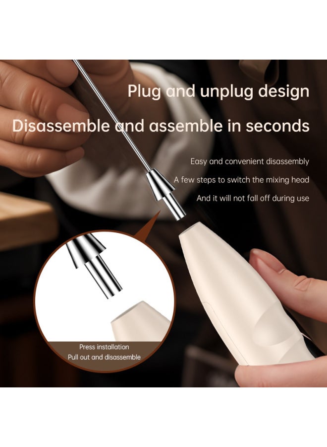 Cross-border Wireless Milk Frother Handheld Electric Milk Beater Home Coffee Blender Kitchen Mini Egg Beater-Color:07 Milk Frother-double Head [white]  - Image 3