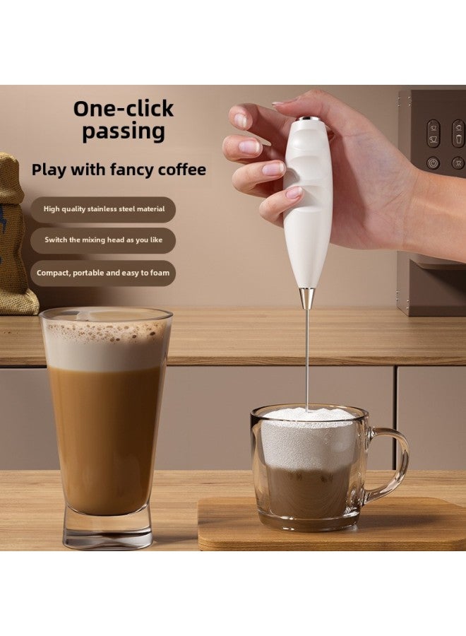 Cross-border Wireless Milk Frother Handheld Electric Milk Beater Home Coffee Blender Kitchen Mini Egg Beater-Color:07 Milk Frother-double Head [white]  - Image 4
