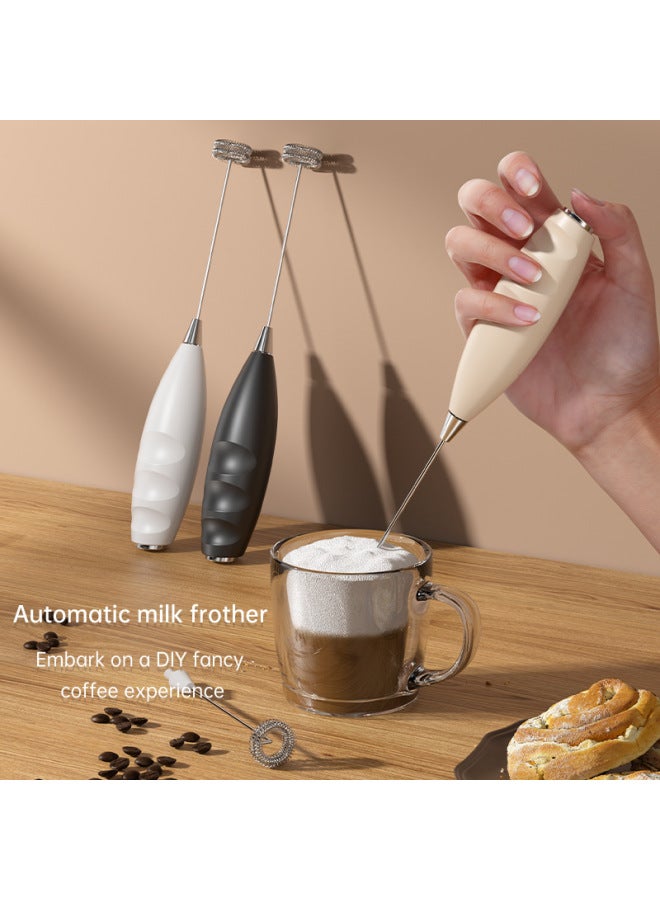 Cross-border Wireless Milk Frother Handheld Electric Milk Beater Home Coffee Blender Kitchen Mini Egg Beater-Color:07 Milk Frother-double Head [white]  - Image 2