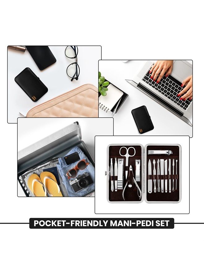 Utopia Care 15 Pieces Manicure Set - Stainless Steel Manicure Nail Clippers Pedicure Kit - Professional Grooming Kits, Nail Care Tools with Luxurious Travel Case (Silver) - Image 3