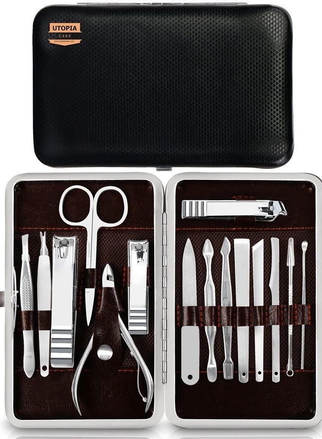 Utopia Care 15 Pieces Manicure Set - Stainless Steel Manicure Nail Clippers Pedicure Kit - Professional Grooming Kits, Nail Care Tools with Luxurious Travel Case (Silver) - Image 5