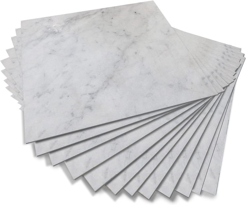 Alwayspon Peel & Stick Floor Tiles, White Marble Effect, 20cmX20cmX12Pcs - Image 4