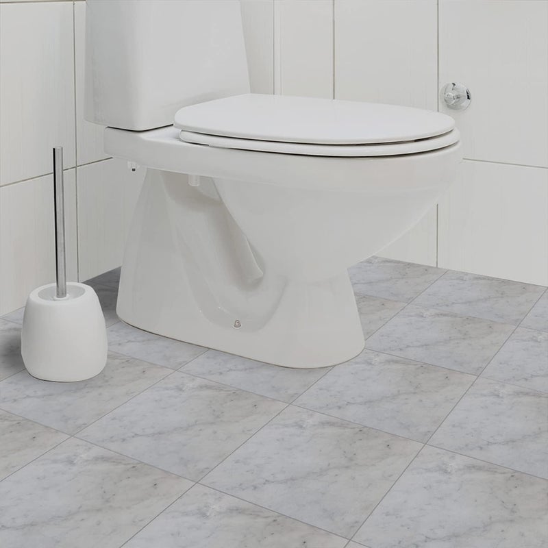 Alwayspon Peel & Stick Floor Tiles, White Marble Effect, 20cmX20cmX12Pcs - Image 2