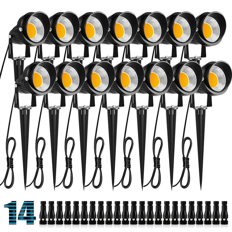 ZUCKEO 10W Low Voltage Landscape Lights LED Landscape Lighting with Connectors 12V Outdoor Spotlights Yard Garden Pathway Lights 1000LM Waterproof Warm White Light 14 Pack - Image 3