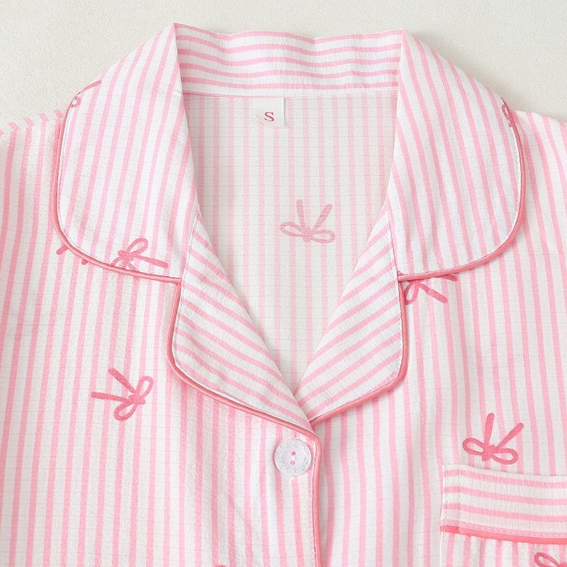 2026 New Popular Bubble Wrinkle Pajamas for Women, Short-Sleeve Shorts and Long Pants, Loungewear Set Wholesale - Image 3