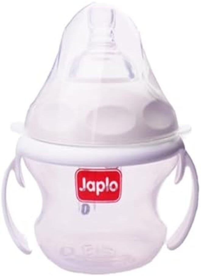 Japlo Japlo Nana Natural Feeding Bottle, for natural feeling like the sensation of breastfeeding, with Anti-colic nipple & Lukewarm water mixer 160 ml- white colour (seprate handes) 