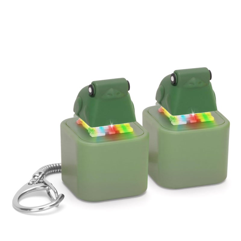 FunisFun Croaking Frog Keyboard Fidget Toy Keychain Rechargeable Frog Fidget Clicker with LED Light Sensory Toy for Adults Stress Relief Anxiety Green 2P - Image 3