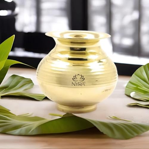 NYRA Peetal Brass Designer, Glossy Finish Heavy Water Storage Lota Gunj Kalash Chambu for Home/Kitchen/Pooja/Temple/Festival (Large - 1000 ML (1 Ltr)) - Image 2